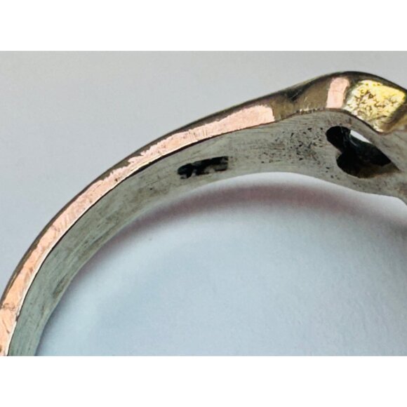 Estate Sterling Silver 925 Lapis Lazuli Ring Size 5 Heart Detail 3.8g Boho Chic - Picture 8 of 11